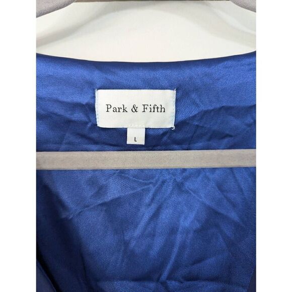 Park and Fifth Rennie Midi Dress women's size Large navy blue chiffon vneck - Picture 3 of 7